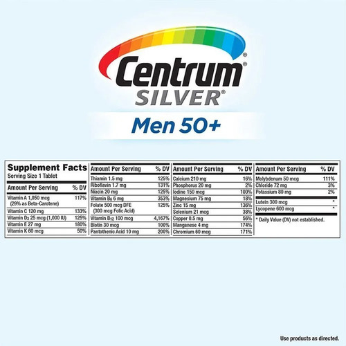 Centrum Silver Men 50+ Homem Multivitaminico 275 Caps Import