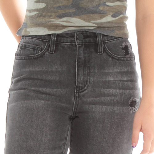 Jeans Wados Slim Crop Tiro Alto Pretina Basica Un Boton