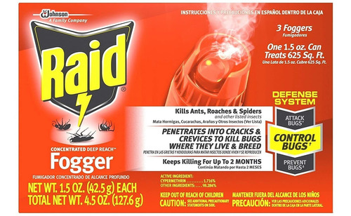 Raid Concentrado Deep Reach Fogger, 1.5 Oz, 3 Ct (pack - 1)