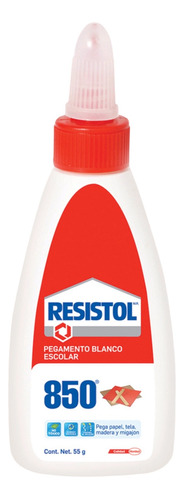 Resistol 850 Escolar Pegamento Blanco 55g Papel Tela Madera