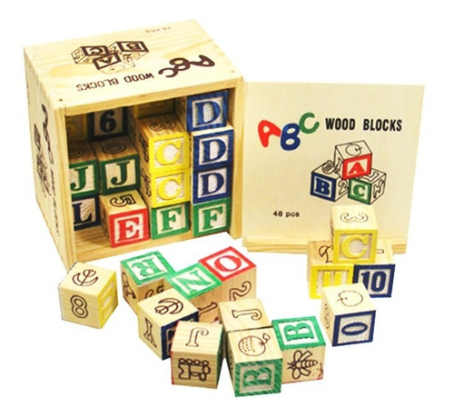 Juego Educativo - Cubos De Madera De 48 Piezas