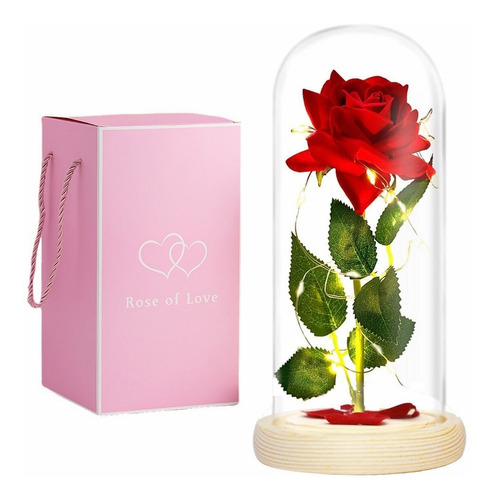 Flor Eterna Rojo Rosa Regalos Para Ella Encapsulada Luz Led