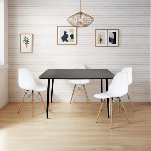 Set De Comedor Murcia Nogal Con 4 Sillas Oslo Mundo In Color Blanco
