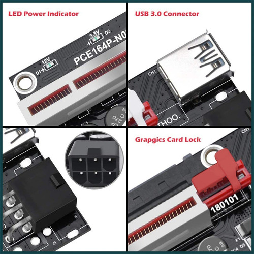 Imagem 5 de 5 de Cabo Riser Mineração Pci 1x To 16x Mini Pci-e 3.0 V009s Plus