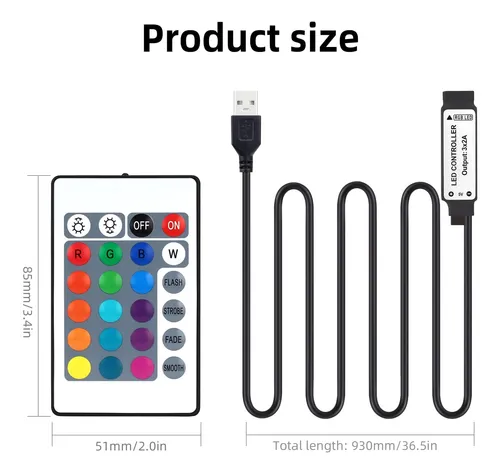 Rgbzone 5v Usb Rgb Led Controller, Ir Wireless Remote Contro