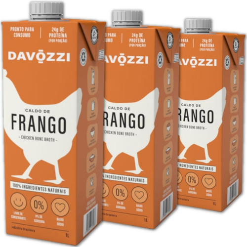 Kit 3 Caldos 100% Naturais Davozzi 1l - Escolha Seu Sabor