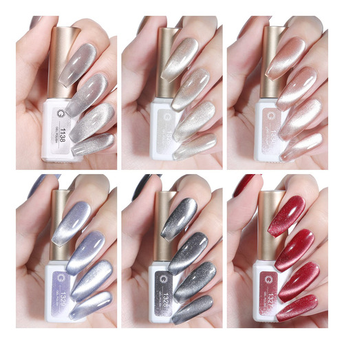 Gaoy Hologrial Glitter Cat Eye Gel Polache Conjunto De 6 Col