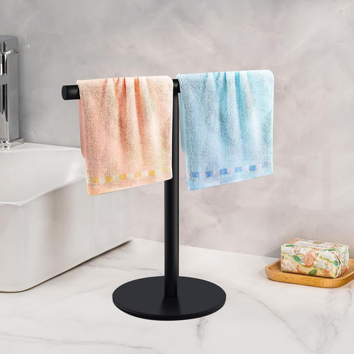 / Soporte Para Toallas De Mano En Forma De T, Toallero Negro