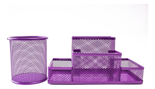 Kit Organizador Porta Treco Colorido Mesa Porta Lápis Roxo