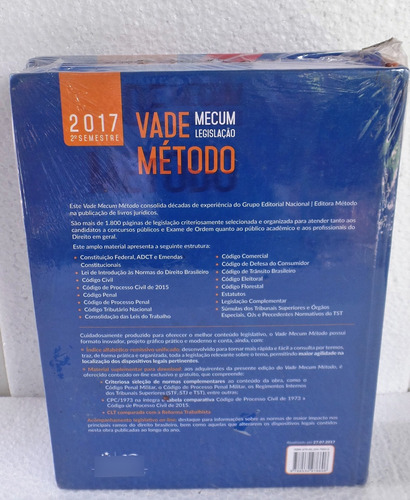 Livro Vade Mecum Legislação Vade Método 2017 - 7ª Edição