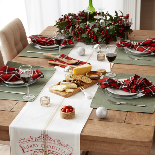 Camino De Mesa Vintage Navideño 35x183 Centímetros Merry
