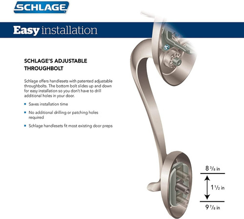 Combo Cerradura Schlage Be469z Con Alarma Y Manilla Fe285v