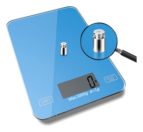 Mini Báscula De Cocina Digital De Vidrio Azul De 5 Kg Para A