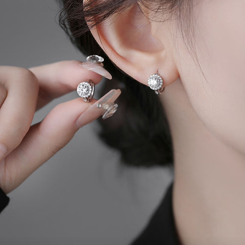 Aretes De Aro De Moissanita Para Mujer, Aretes De Aro De Plata 925, Redondos, Navidad, Año Nuevo, Ropa, Bodas, Aniversarios, Regalos Para Mujeres, Mamás