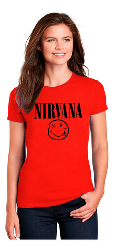 ¡oferta! Polera Manga Corta Dama Banda Rock Nirvana 
