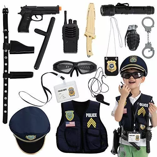 9 piezas Accesorios Disfraz Policia Niño, Gorra Policia