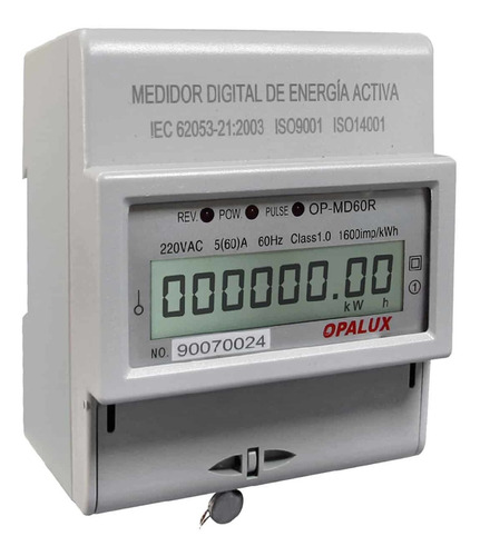 Medidor De Energía Monofásico Digital 220v Op-md60r Opalux