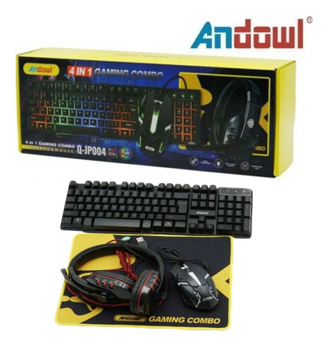 Combo 4 En 1 Gamer Rgb Teclado/mouse/mousepad/audífonos