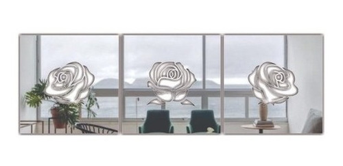 Imagem 1 de 3 de Espelho Acrílico Mosaico Rosa 90cm 3 Peças Decorativo