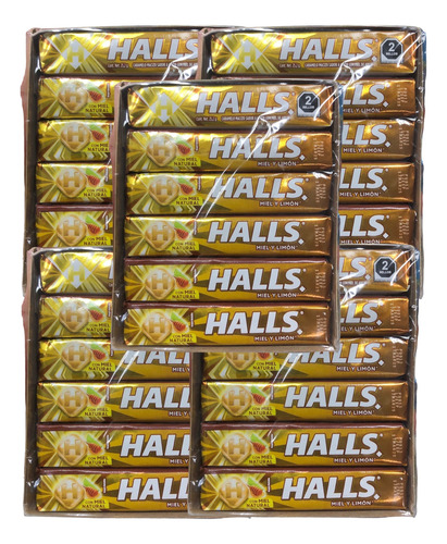 Pastillas Miel Limón Halls 60pz De 9 Caramelos C/u Adams