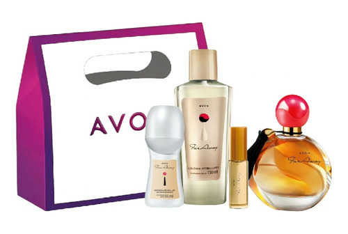 Avon Pack Far Away Colonia + Mini Perfume + Rollon + Perfume