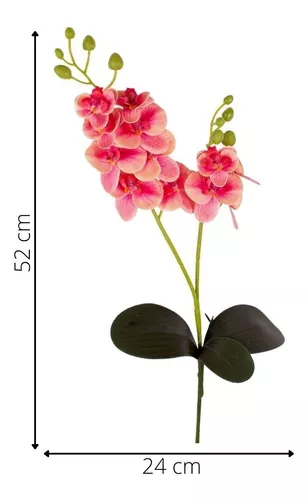 Flor Orquídea Artificial 2 Ramos Silicone Com Folha Realista | MICARE DECOR