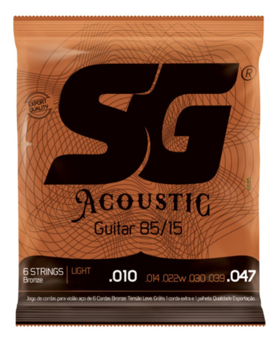 Imagem 1 de 1 de Encordoamento Violão Sg Bronze 85/15 010 Jg Cordas