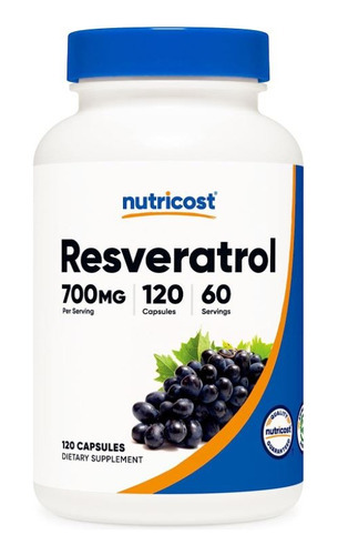 Resveratrol 700mg 120cps  Nutricost Previene Artritis Y Acne Sabor Neutro