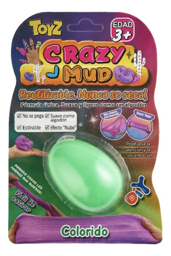 Masa Kinetica Crazy Mud Colorido Verde Huevo Diy Efecto Nube