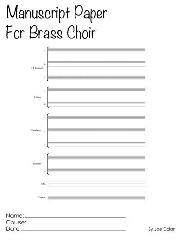 Manuscript Paper For Brass Choir Scholar Series Student Manu