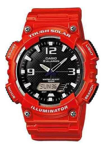 Reloj Para Hombre Casio Aq-s810wc-4av Rojo Color del fondo Negro