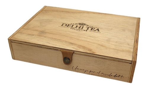 Imagen 3 de 3 de Caja Madera Delhi Tea Collection 6 Latas - Tés + Infusor
