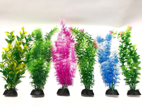 Plantas Artificiais Aquários Colors - Kit 6 Un. 27 À 30 Cm