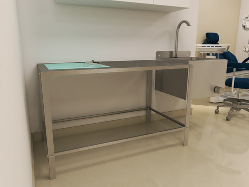 Mesa Auxiliar Hospitalar Atendimento C/ Pia Cuba Assepsia