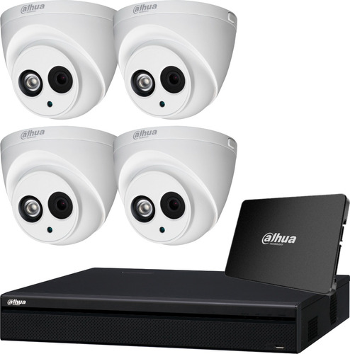 Kit Seguridad Dahua Dvr 8 Ch + 1tb + 4 Camaras Audio 2mp Ext