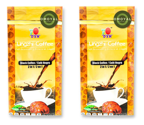 2 Bolsas Lingzhi Coffee 2 En 1 Con Ganoderma 40 Sobres Dxn