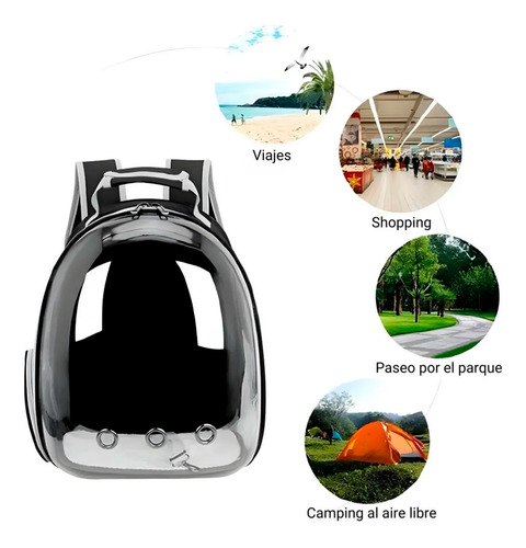 Bolso Transportador Mascotas Gato Perro Visor Rigido Mochila Rosa