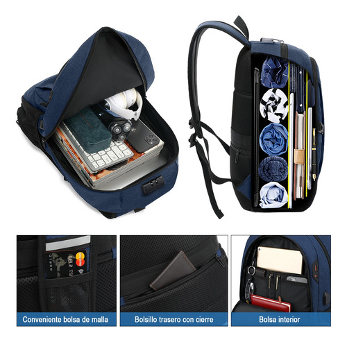 Mochila Antirrobo De 15.6 Pulgadas De Carga Usb Para Portáti
