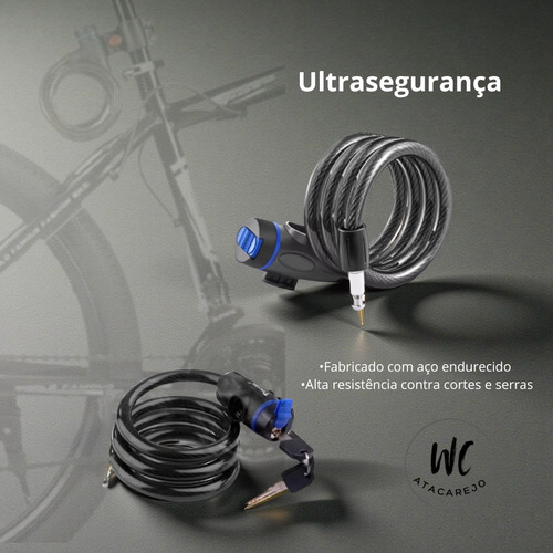 Trava Segurança Cadeado Para Bicicleta Com Suporte Chave