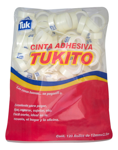 Cinta Tuk Adhesiva Transparente Tukito 12x2.5 1 Bolsa C/120