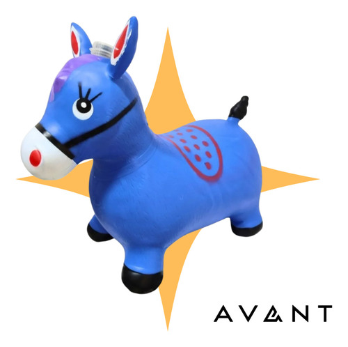 Cavalinho Upa Upa Brinquedo Infantil Pula Pula Som Pocotó Inmetro Burrinho Com Led Avant Distribuidora Cor Azul