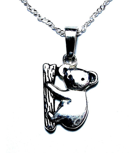 Imagen 1 de 9 de Dije Koala Con Cadena En Plata Ley.925