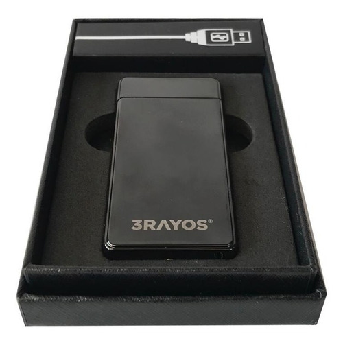 Imagen 2 de 8 de Encendedor Usb Electrico Recargable Tactil Negro Lucky