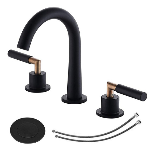 Kingo Home Widextendread Grifo De Baño Negro Mate De 3 Aguje