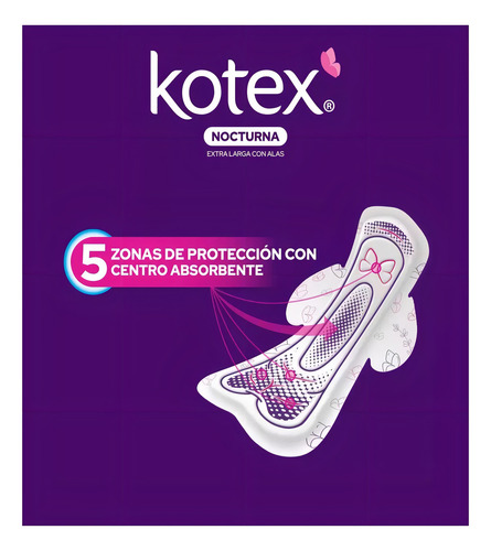 Toallas Femeninas Kotex Nocturna C/ Alas Súper Abundante 50
