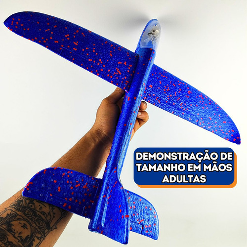 Avião Brinquedo Planador Grande Com Luzes Led Voa De Verdade