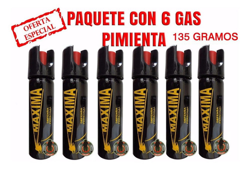 Imagen 2 de 7 de Gas Pimienta Lacrimogeno 135 Gramos Paquete De 6 Piezas