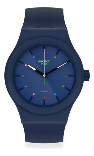 Reloj Swatch Waktu51 So30n400 Correa Azul Bisel Azul Fondo Azul