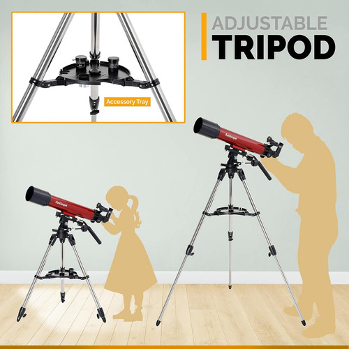 Telescopio Amscope Refractor Alt-az Con Trípode 102 Mm