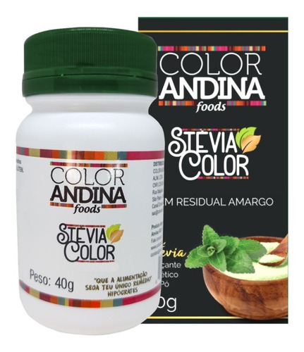 Adoçante Em Pó 100% Natural Stévia 40g - Color Andina